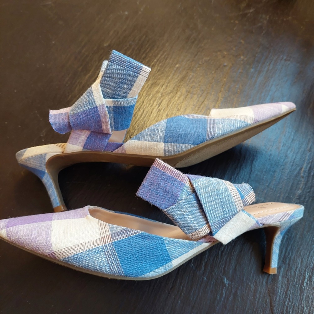 NEW! Bandolino Wmns Millie Mule Pointed Toe Kitten Heel Blue Lavender Size 7.5 M - Picture 6 of 10